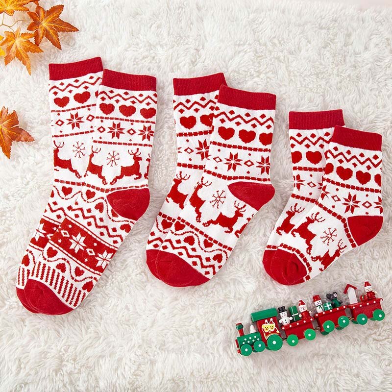 Christmas Socks For Dad Mom Daughter Son Matching Clothes Outfits Christmas Adult Baby Kids Elk Cartoon Pattern Jacquard Socks