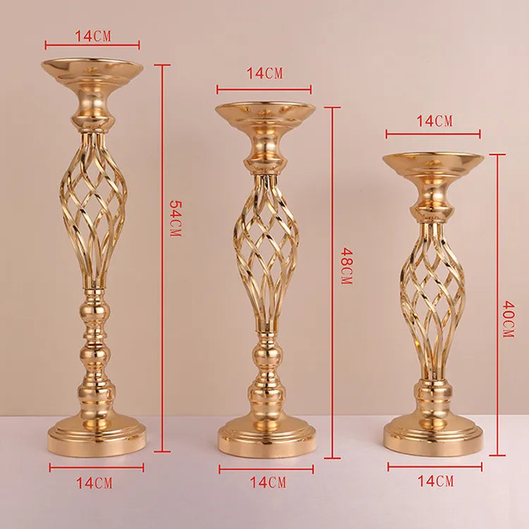 Metal Flowers Vase Candle Holder Gold Plated