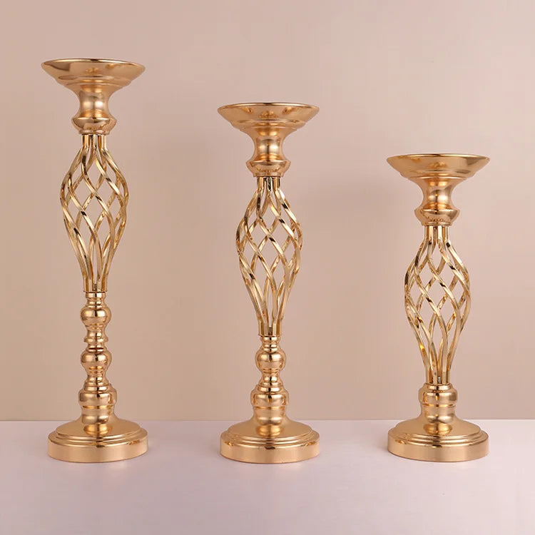 Metal Flowers Vase Candle Holder Gold Plated