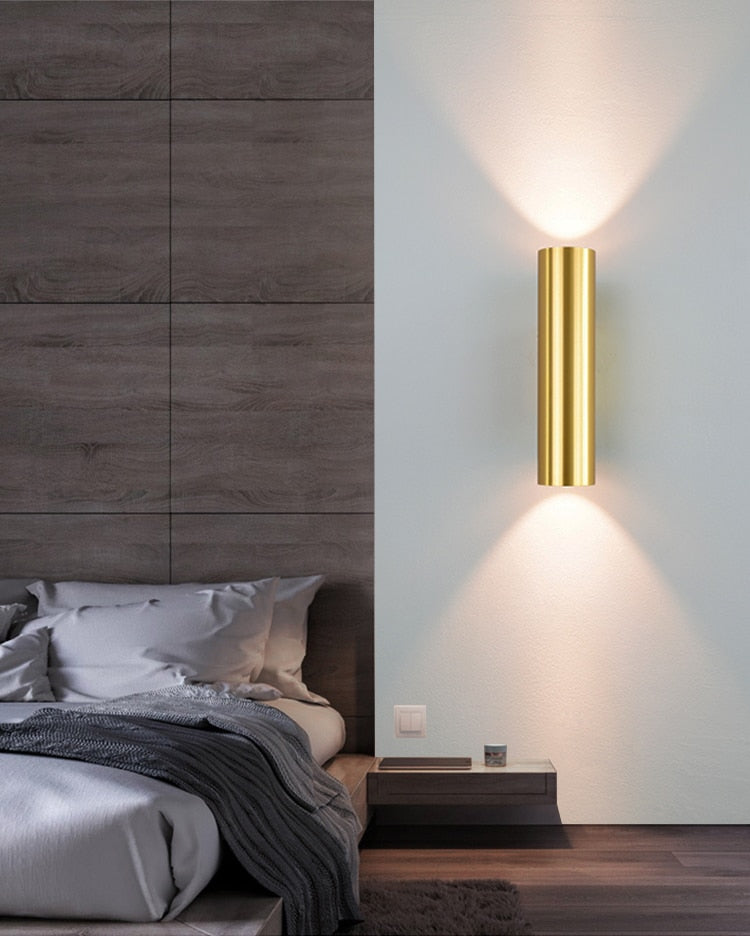 Led Wall Lamps Indoor Hotel Bedside COB 12W Golden Black Wall Light Bedroom Stair Wall Sconces Decorative For Home светильник