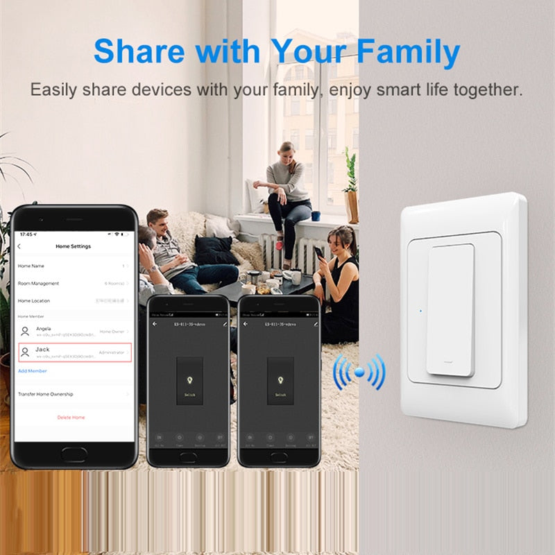 Tuya WiFi Smart Light Switch Wireless Push Button Switches 100-240V 1/2/3 Gang Lamp Controler Support Timing Alexa Google Home