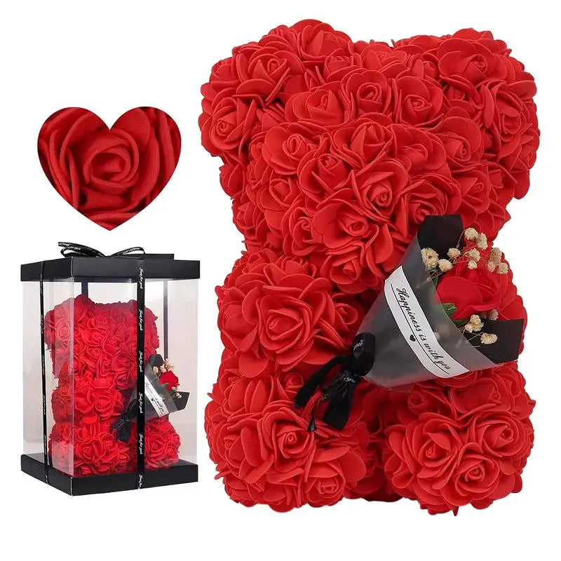 Valentines Red Rose Flower Bear Wedding Decor