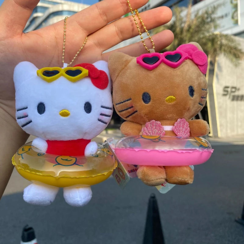 Kawaii Hello Kitty Sanrio Plush Toys  Keychain Cute Hawaiian