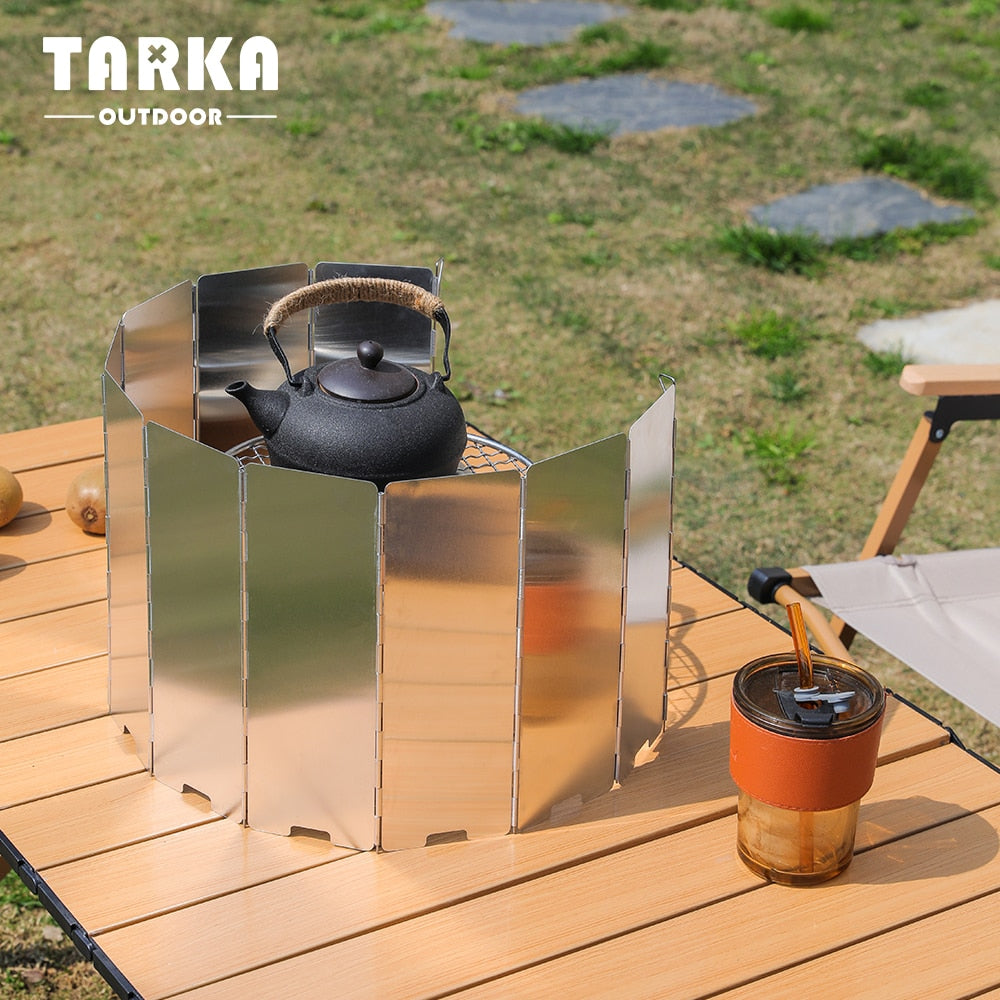 TARKA  Portable Gas Stove Wind shield Foldable Gas Burner Windshield Heater Windproof Screen Guard  Picnic Cookware Supplies