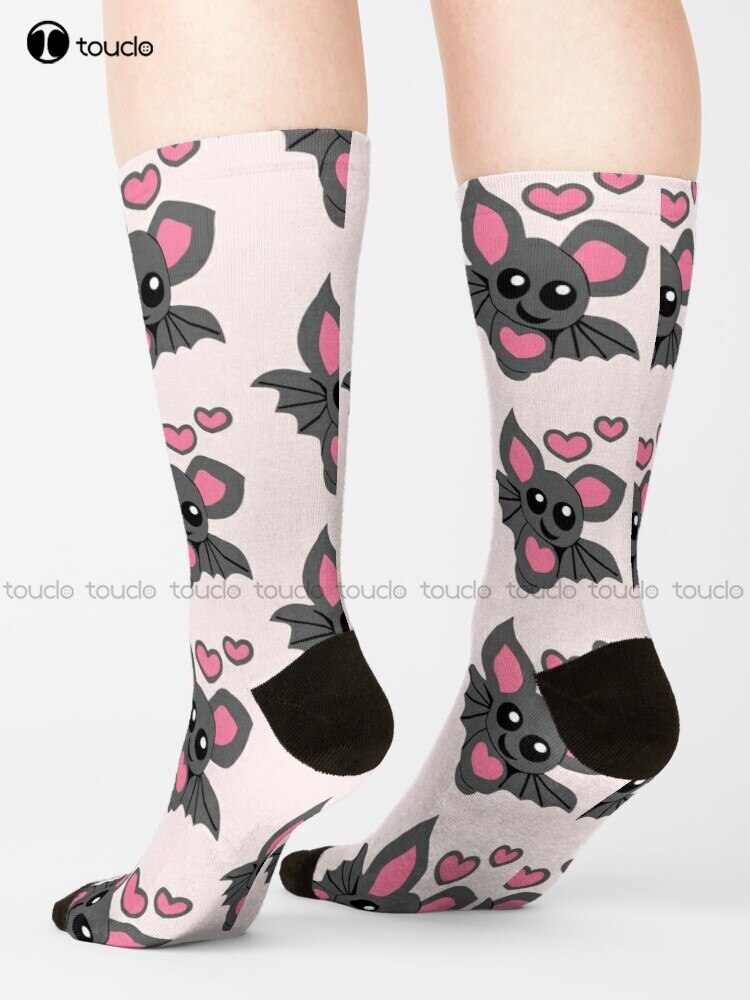 Cute Baby Bat Pink Socks Halloween Socks For Boys Unisex Adult Teen Youth Socks Design Happy Cute Socks  Creative Funny Socks
