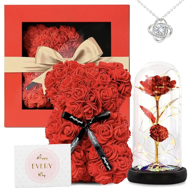 Valentine's Gifts Rose Bear Galaxy Rose Set Preserved Artificial Flowers