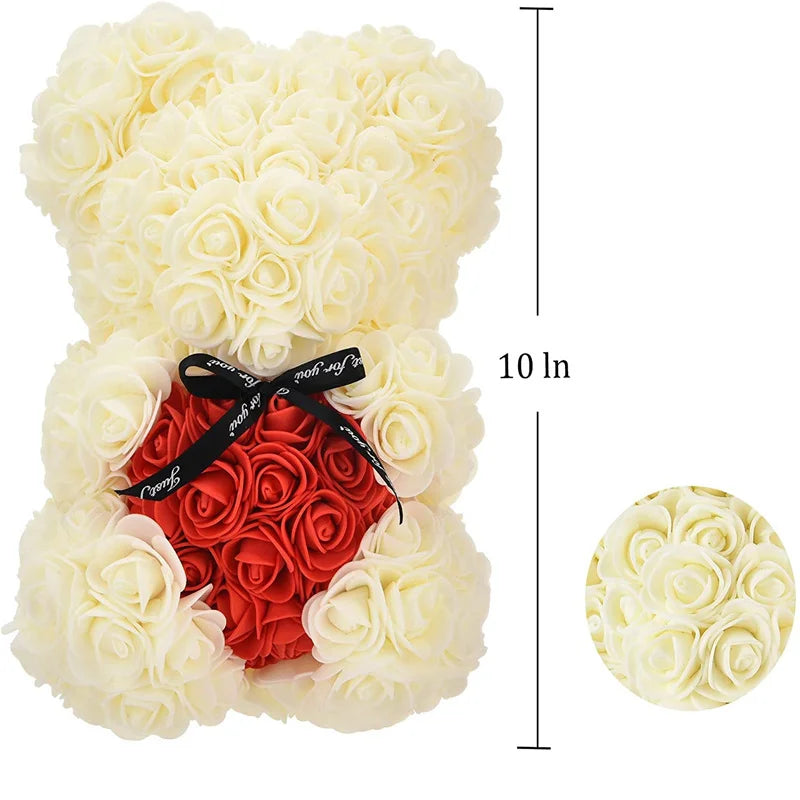 Valentines Day Gift 25cm Rose Teddy Bear From Flowers Bear With Flowers