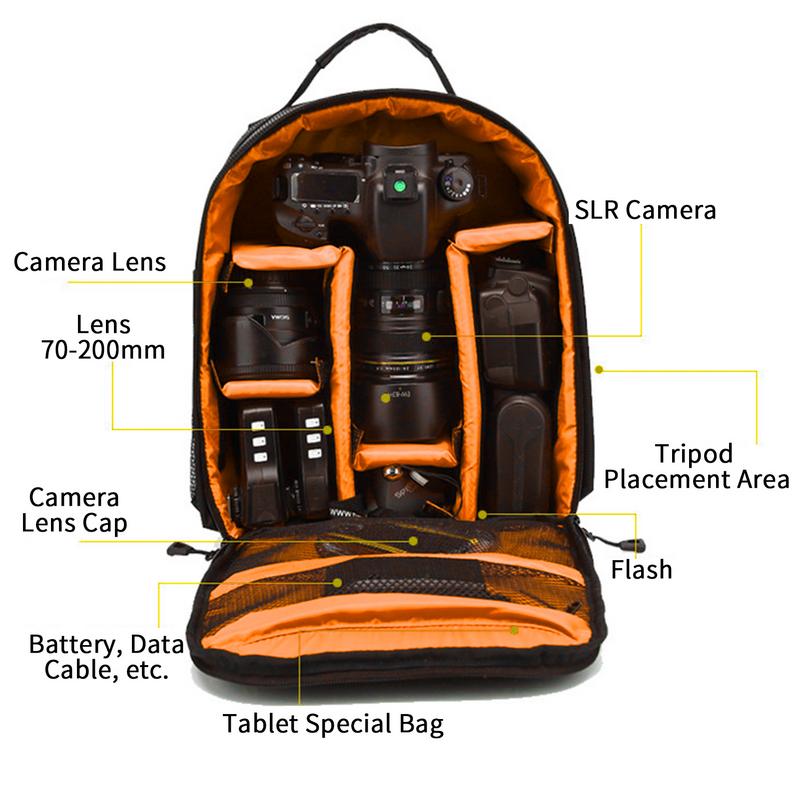 Big Capacity Photography Camera Waterproof Shoulders Backpack Video Tripod DSLR Bag W/ Rain Cover forCanonNikonSonyPentax