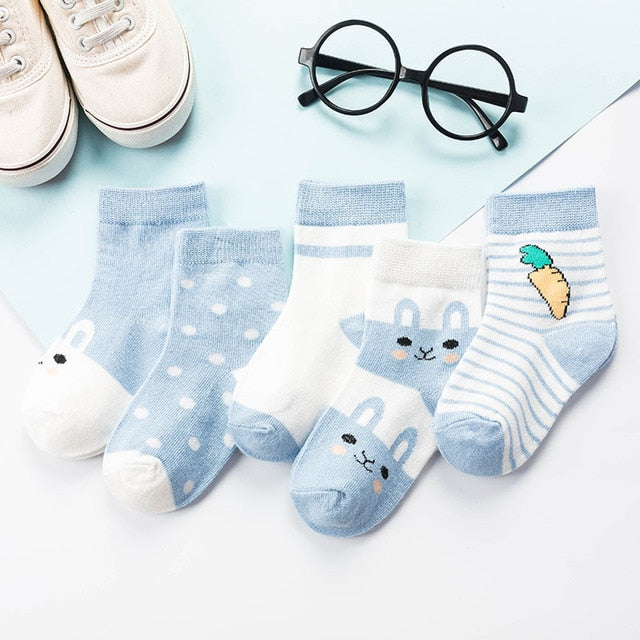 5 Pair/Lot Children Socks Cotton Boy Girl Baby Infant Cute Cartoon Soft Warm Stripe Fashion For Autumn Winter Kids Sport Socks