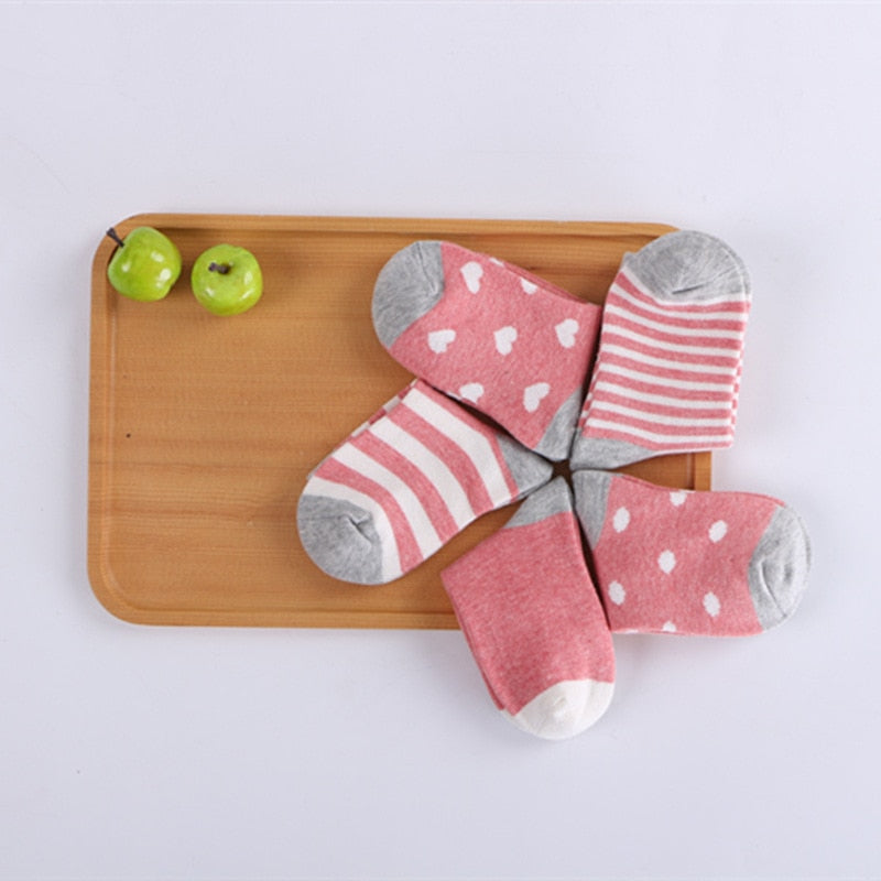 5 Pair/Lot Children Socks Cotton Boy Girl Baby Infant Cute Cartoon Soft Warm Stripe Fashion For Autumn Winter Kids Sport Socks