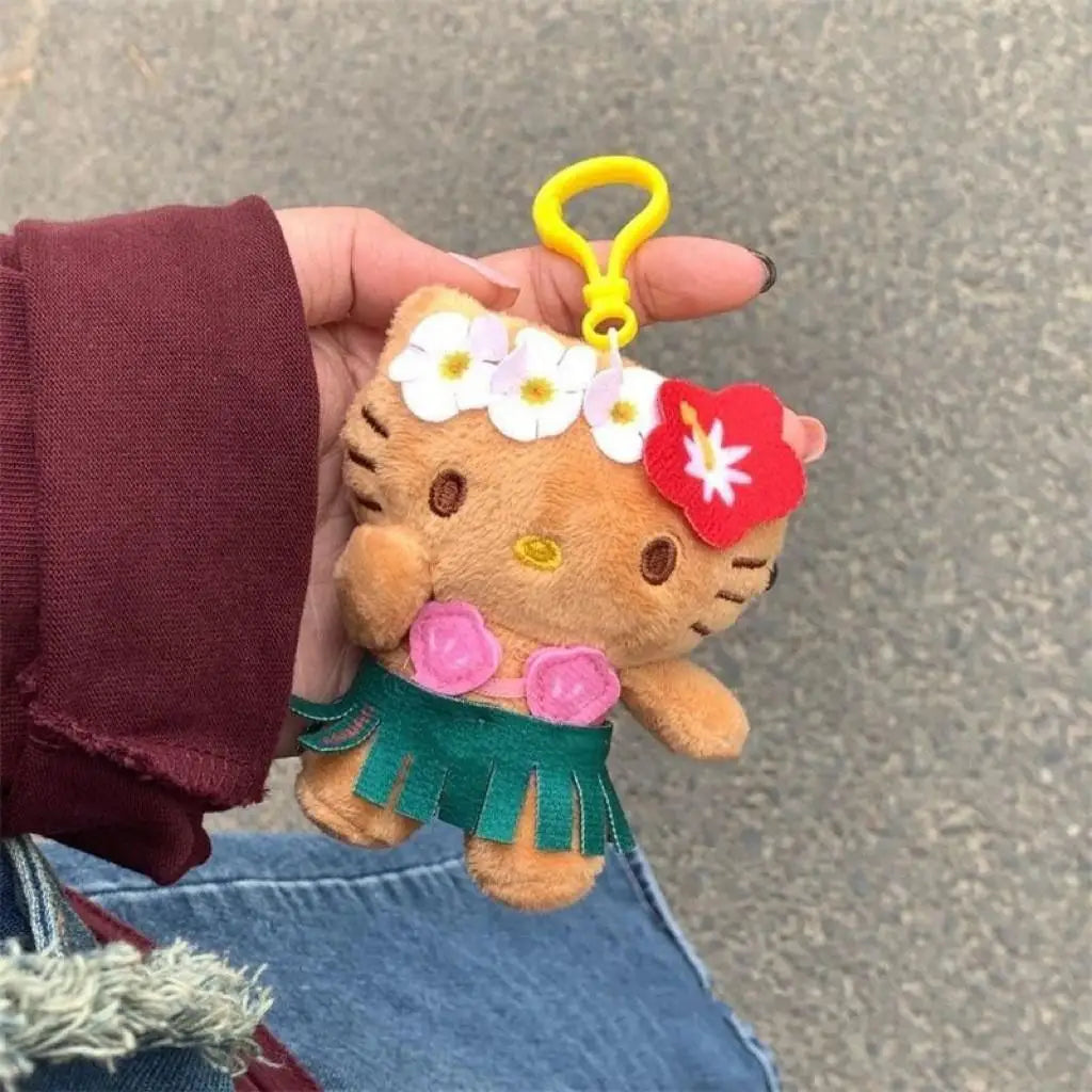 Kawaii Hello Kitty Sanrio Plush Toys  Keychain Cute Hawaiian