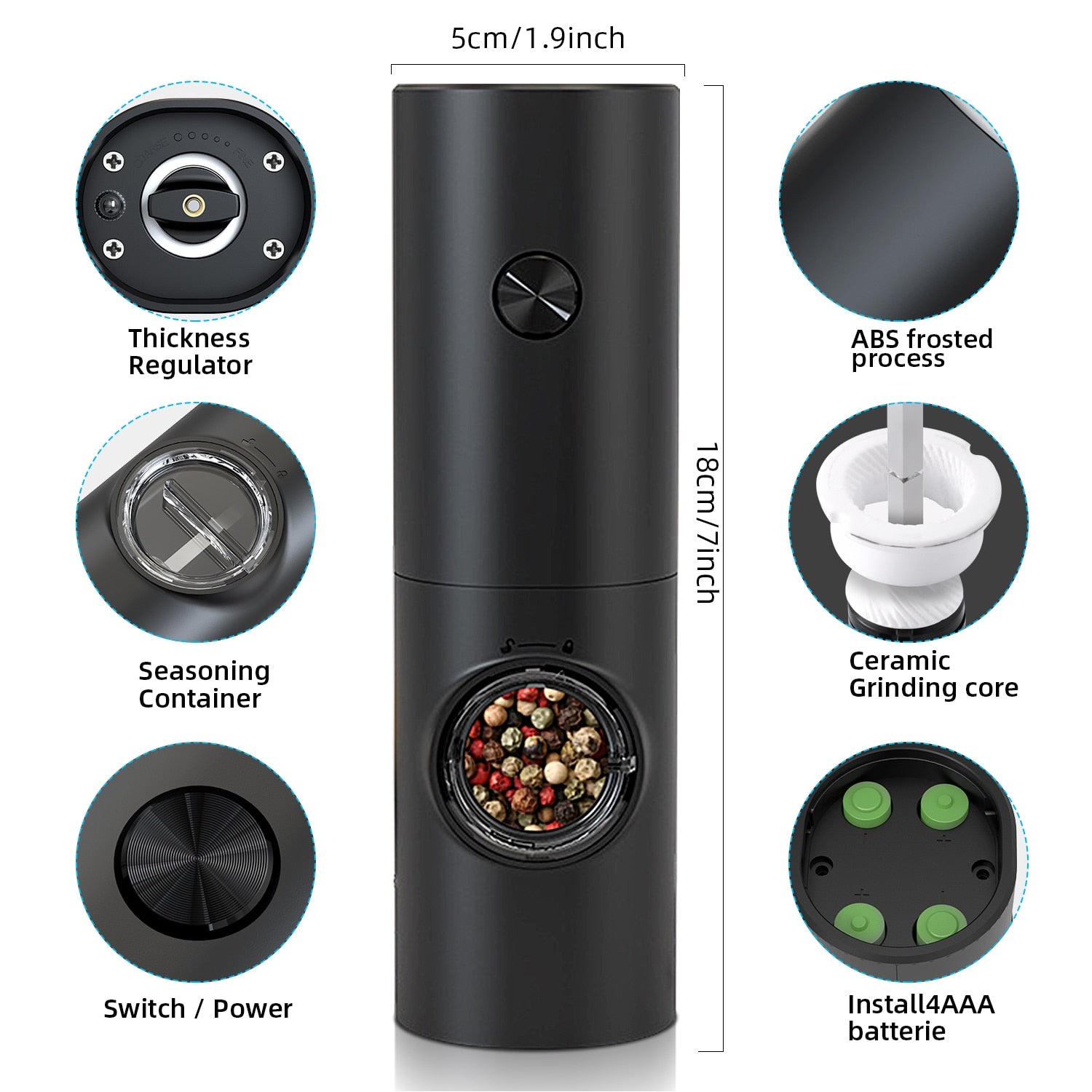 Electric Automatic Mill Pepper And Salt Grinder With LED Light Adjustable Coarseness Produced By Xiaomi Partner Manufacturers