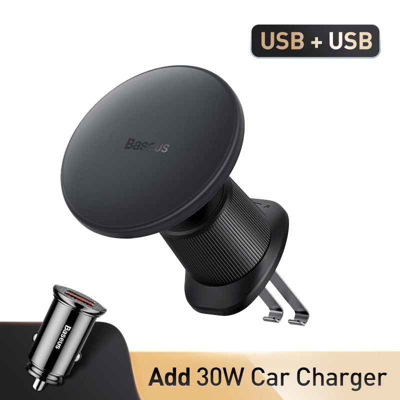 Baseus 15W Fast Charging Car Charger Holder Magnetic Car Phone Holder Wireless Charger For iPhone 14 13 12 Pro Max Light Effect