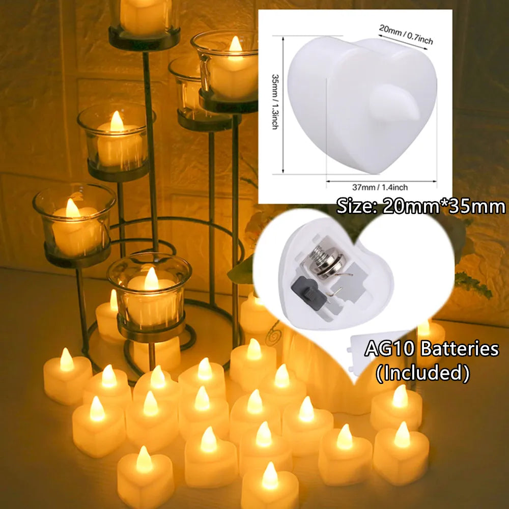 Flameless Led Candle For Home Christmas Party Wedding Decoration Heart-shaped